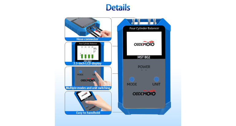 4 Cylinder Balancer Vacuum Instrument OBEMEOTO B02 For Motorcycle Negative Pressure Consist Adjust Meter Gauge